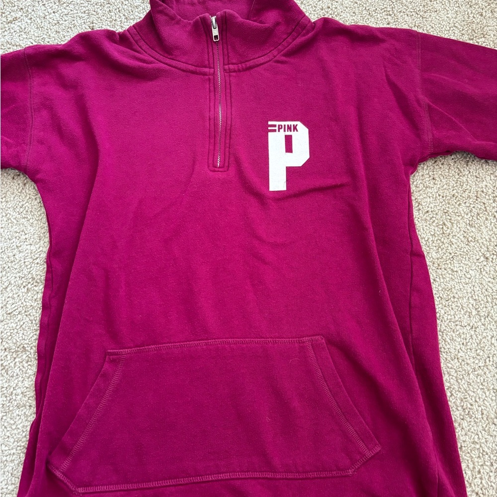 A PINK Victoria secret hoodie size xs  extra small in purple material is cotton